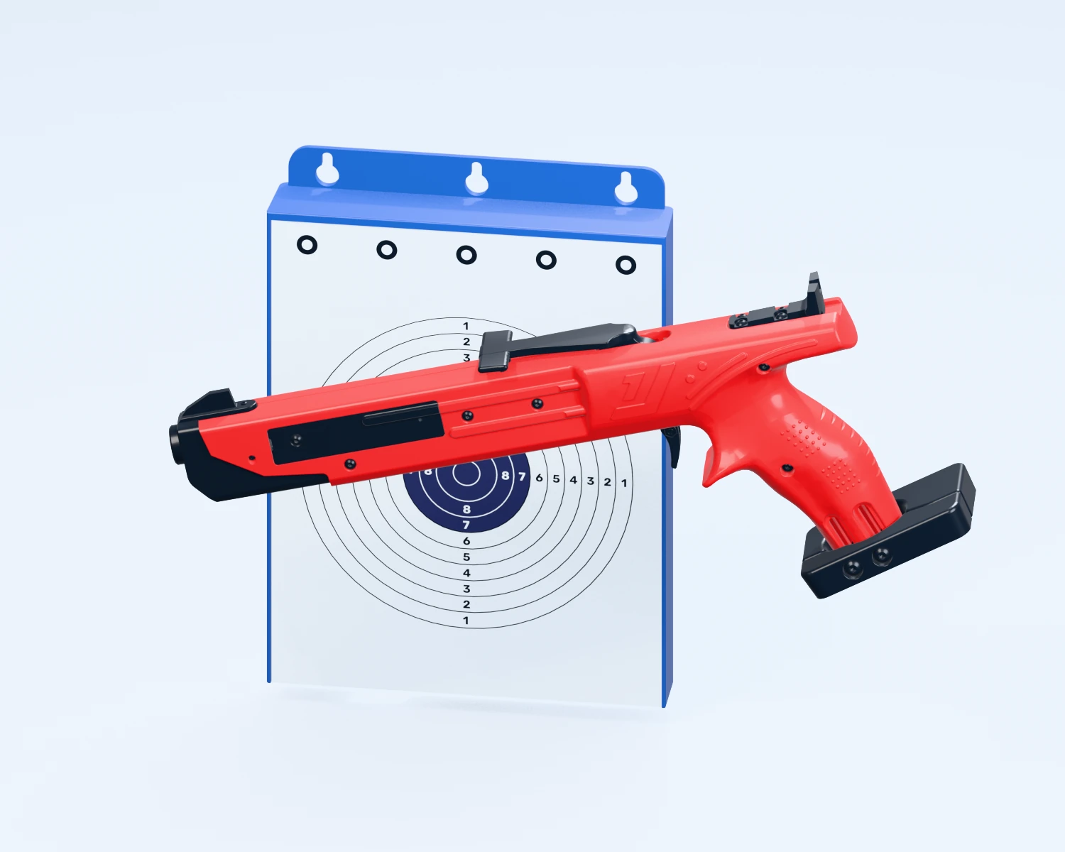 Laserpistole und blaue elektronische Zielscheibe von Promservice — Rot